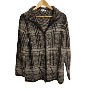 Northern Reflections Button Front Knit Cardigan Brown & Black Plaid – Size L